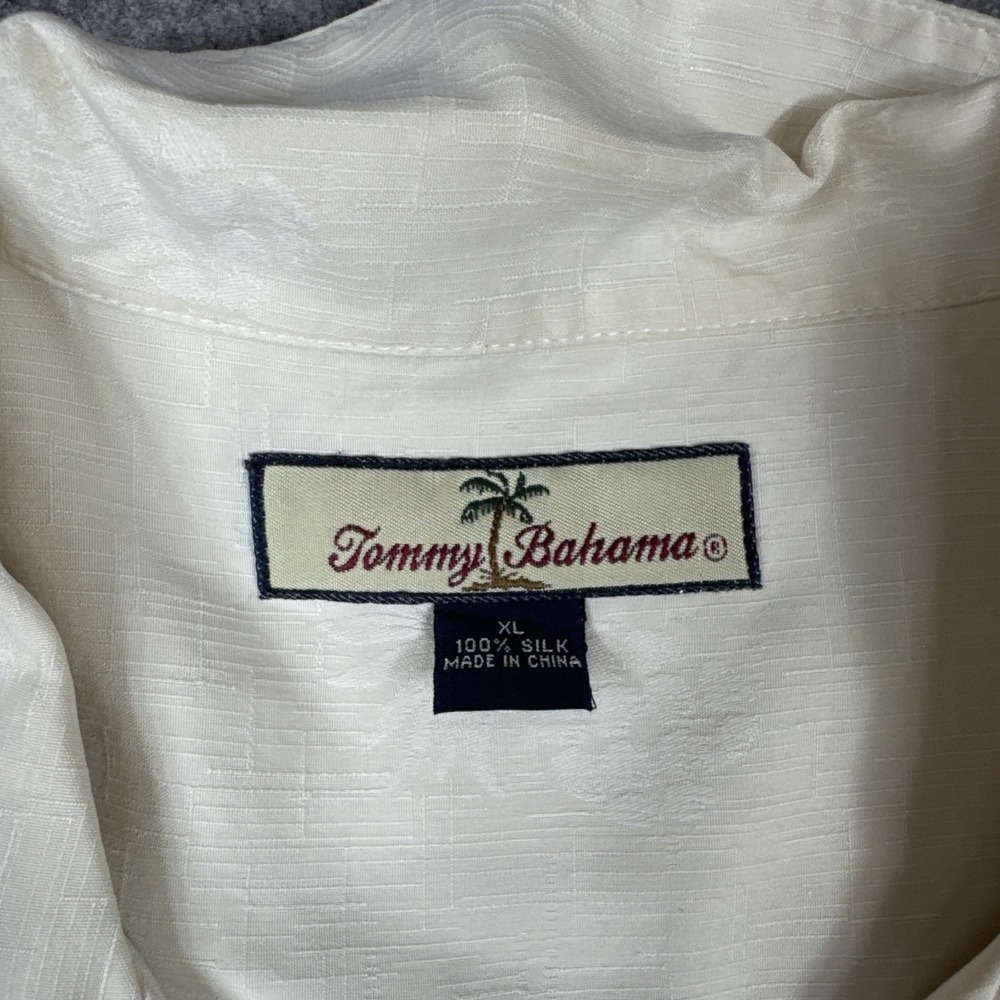 Tommy Bahama Silk Camp Shirt Mens XL Cream PHD Pop Had Dough *READ - Picture 11 of 13